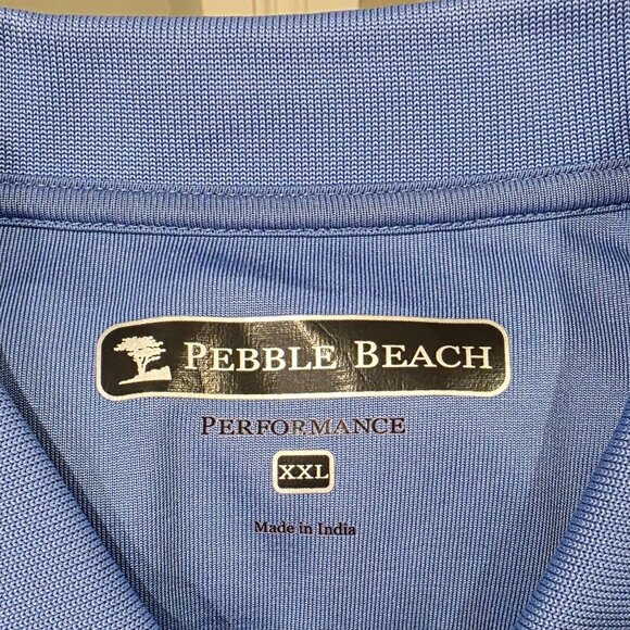Pebble Beach Mens Performance Polo Lt Blue - Picture 2 of 2